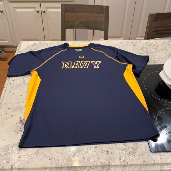 Navy Under Armour Loose Heat Gear Shirt sz L - Picture 1 of 3